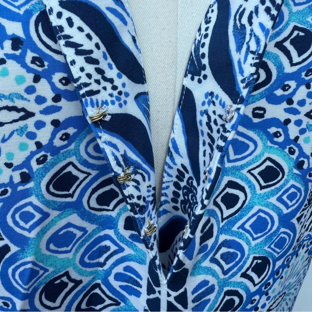 Lilly Pulitzer Blue and White V-Neck Mermaid Tail Print Dress Size 4 - Picture 7 of 15